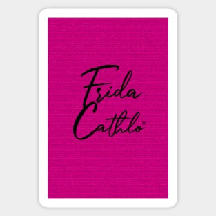 Mexican Pink Text B back Cat Frida Cathlo version of - Frida Kahlo Sticker